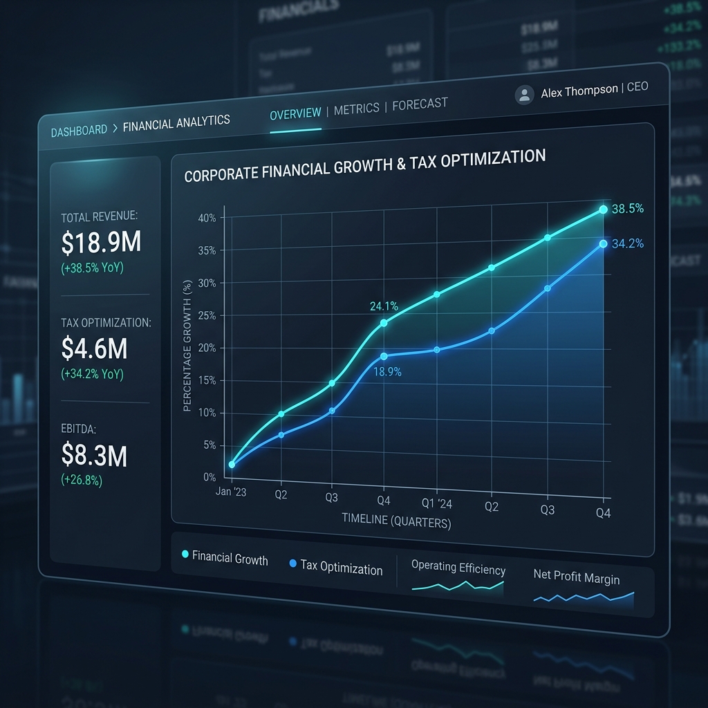 Corporate Financial Growth & Tax Optimization Line Graph